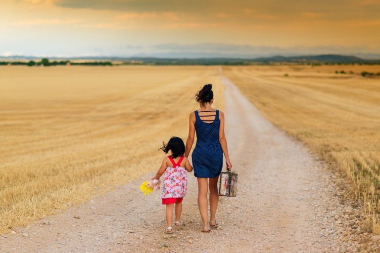 girl, family, path